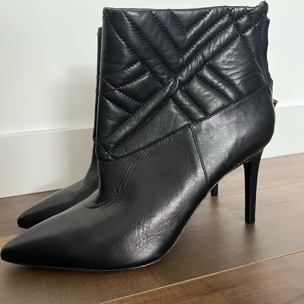 Charles David Black Quilted Leather Boots